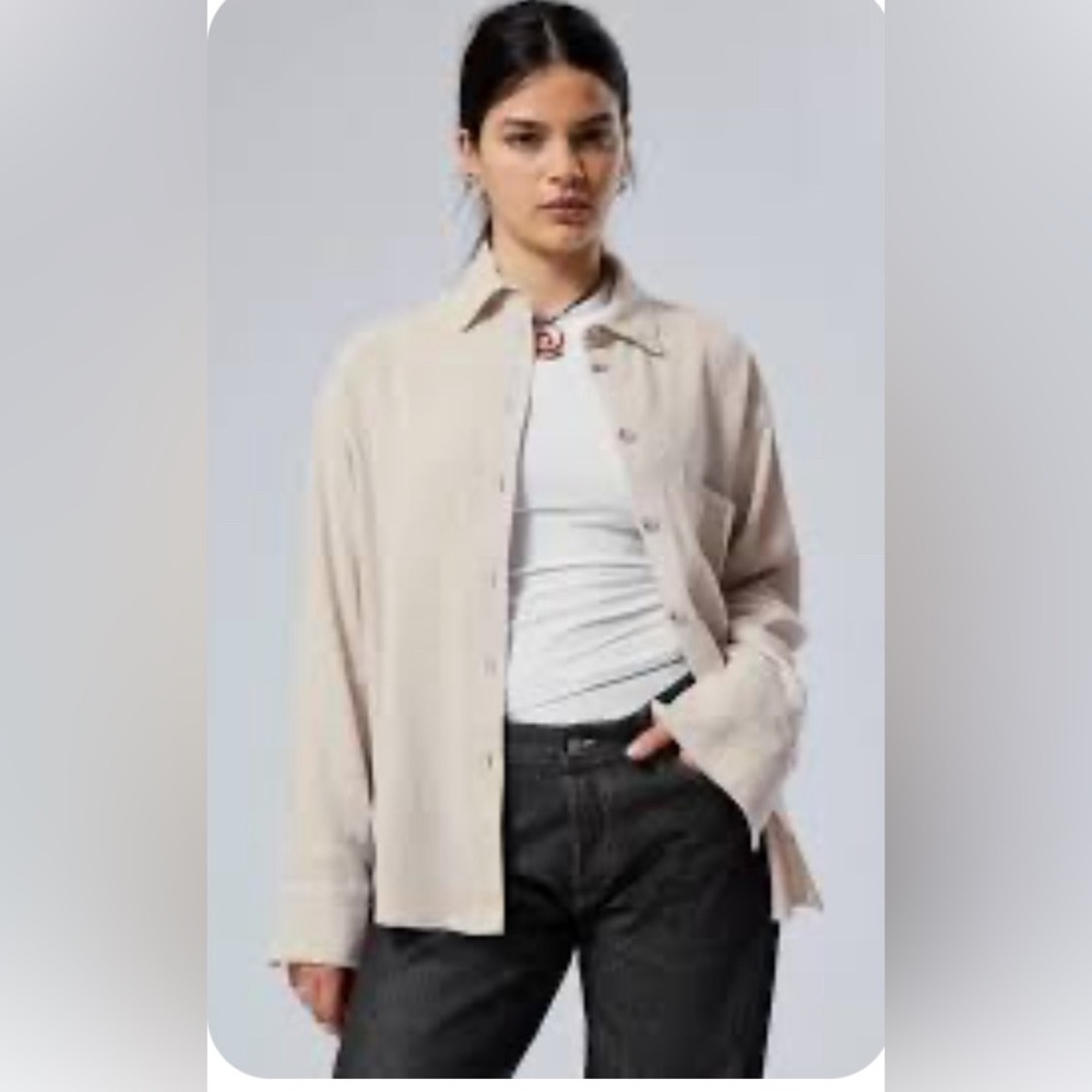 Stile Solid Shacket in Oat